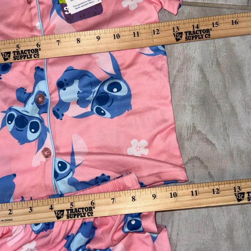 Disney Stitch Pajamas Kids Size 4 Pink Blue Flame Resistant Sleepwear Set‎